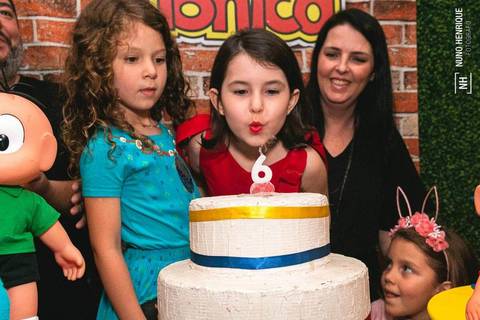Aniversário infantil da Beatriz com tema Turma da Mônica realizado no Buffet Kid Recanto Santana'