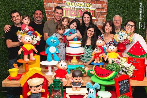 Aniversário infantil da Beatriz com tema Turma da Mônica realizado no Buffet Kid Recanto Santana'