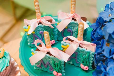 Decoração de sereia de aniversário infantil no Jardim Campanário, em Diadema.'