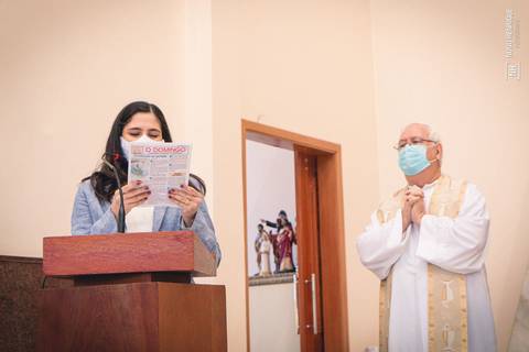 Fotos da missa de batismo do Carlos Borim Cima na Paróquia Santo Ivo, na cidade de São Paulo.'