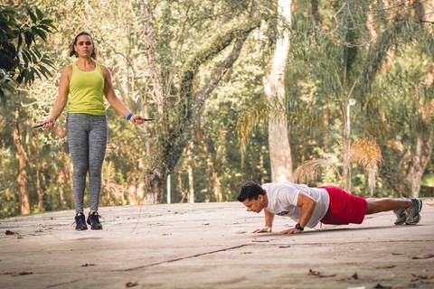 Ensaio fitness com o casal Ju e Valdo no Parque Ibirapuera, na cidade de São Paulo.'