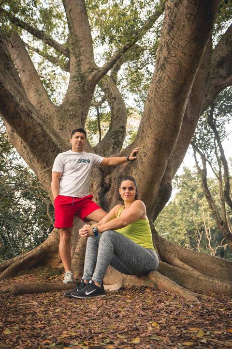 Ensaio fitness com o casal Ju e Valdo no Parque Ibirapuera, na cidade de São Paulo.'