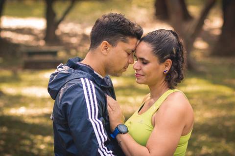 Ensaio fitness com o casal Ju e Valdo no Parque Ibirapuera, na cidade de São Paulo.'