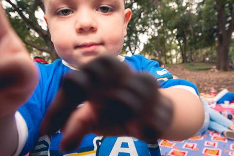 Festa de aniversário de 2 anos do Heitor Dechering com o tema dos Vingadores no parque Ibirapuera, em São Paulo.'