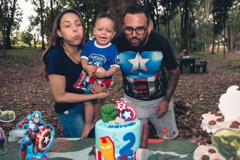 Festa de aniversário de 2 anos do Heitor Dechering com o tema dos Vingadores no parque Ibirapuera, em São Paulo.'