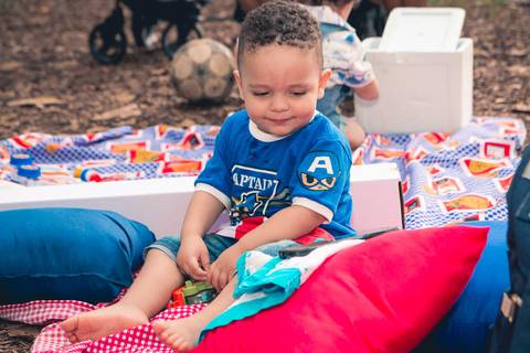 Festa de aniversário de 2 anos do Heitor Dechering com o tema dos Vingadores no parque Ibirapuera, em São Paulo.'