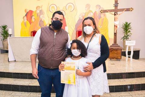 Batizado da Isabela Alves na Igreja do Sagrado Coração de Jesus, diocese de Campo Limpo, zona sul de São Paulo.'