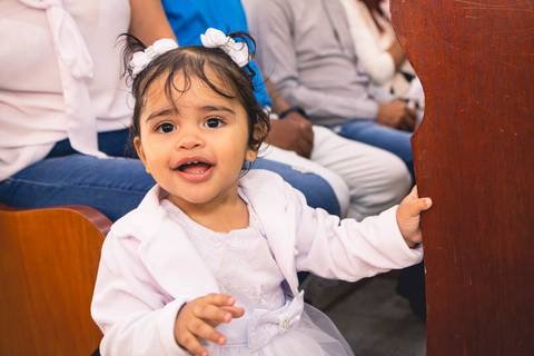 Batizado da Lorenna Silva na Igreja do Sagrado Coração de Jesus, zona sul de São Paulo.'