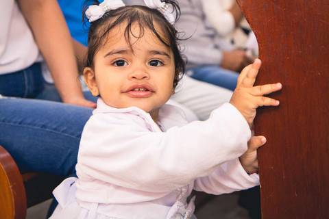 Batizado da Lorenna Silva na Igreja do Sagrado Coração de Jesus, zona sul de São Paulo.'