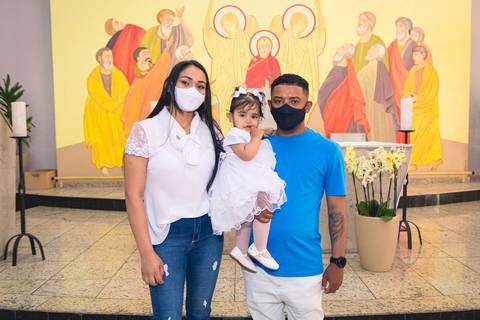 Batizado da Lorenna Silva na Igreja do Sagrado Coração de Jesus, zona sul de São Paulo.'