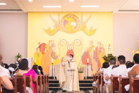 Batizado do Matheus Oliveira na Igreja do Sagrado Coração de Jesus, zona sul de São Paulo.'