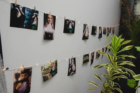 Varal fotográfico decoração para formatura'