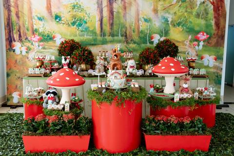 aniversario 01 ano tema bosque decoração'