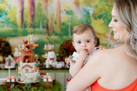 aniversario 01 ano tema bosquef oto com a mãe'