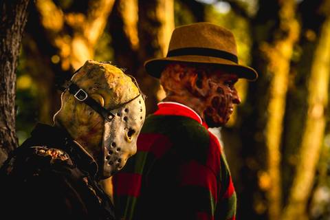 Jason e Freddy Krueger na Expo Londrina em fotografia de eventos.'