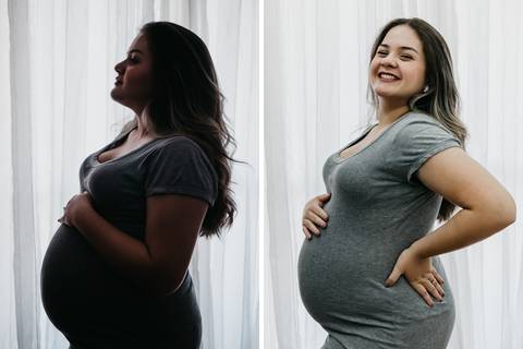 Ensaio gestante em casa lifestyle quarto bebe minimalista '