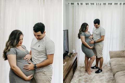 Ensaio gestante em casa lifestyle quarto bebe minimalista '