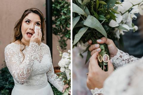 elopement wedding casamento a dois em sao paulo sitio sao jorge sao bernardo do campo votos noivos fotografo de casamento de dia diurno decoracao rustica paleta verde e branca casamento buque da noiva '