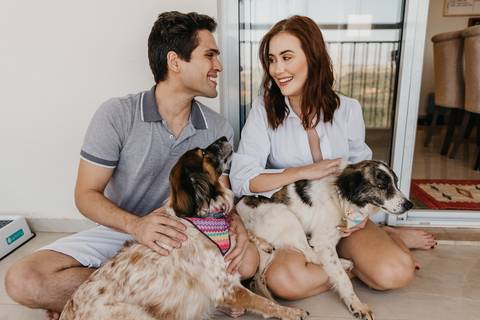 ensaio de casal em casa com cachorros ensaio com cachorros ensaio em casa ensaio villa do golfe ribeirao preto'