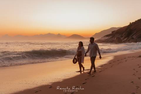 ensaio gestante por do sol praia do sossego niteroi'