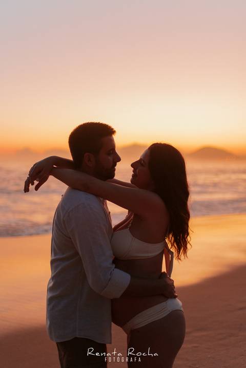 ensaio gestante por do sol praia do sossego niteroi'