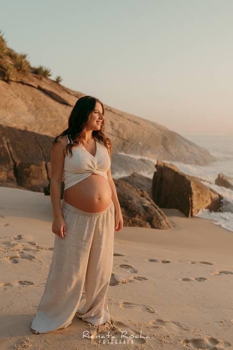 ensaio gestante por do sol praia do sossego niteroi'