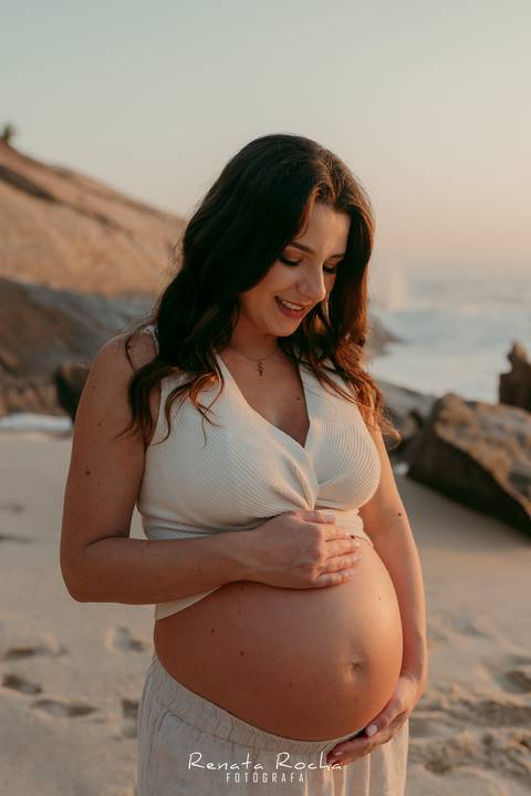 ensaio gestante por do sol praia do sossego niteroi'