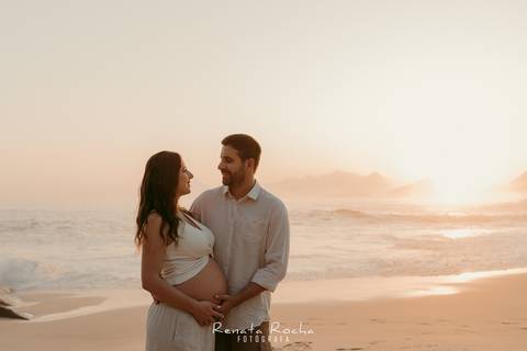 ensaio gestante por do sol praia do sossego niteroi'