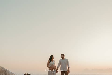 ensaio gestante por do sol praia do sossego niteroi'