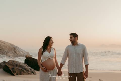 ensaio gestante por do sol praia do sossego niteroi'