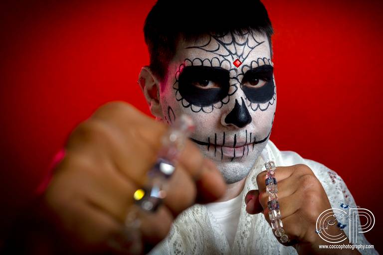 maquillaje de hombre para día de muertos en rosario, catrinas mexicanas