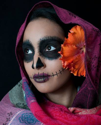 maquillaje de catrina, catrina mexicana, sesión de fotos en rosario, sesiones de fotos, book de fotos, body painting, estudio fotográfico, maquillaje artístico, catrinas, 