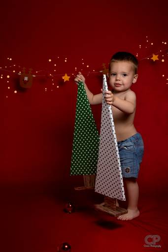 fotografia de estudio en navidad para niños con arbol y luces en rosario