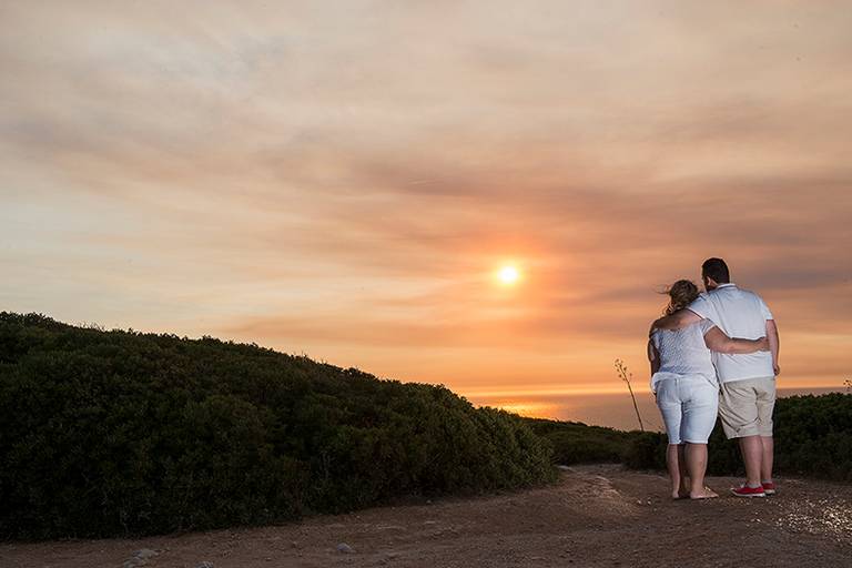 foto casal ao por do sol