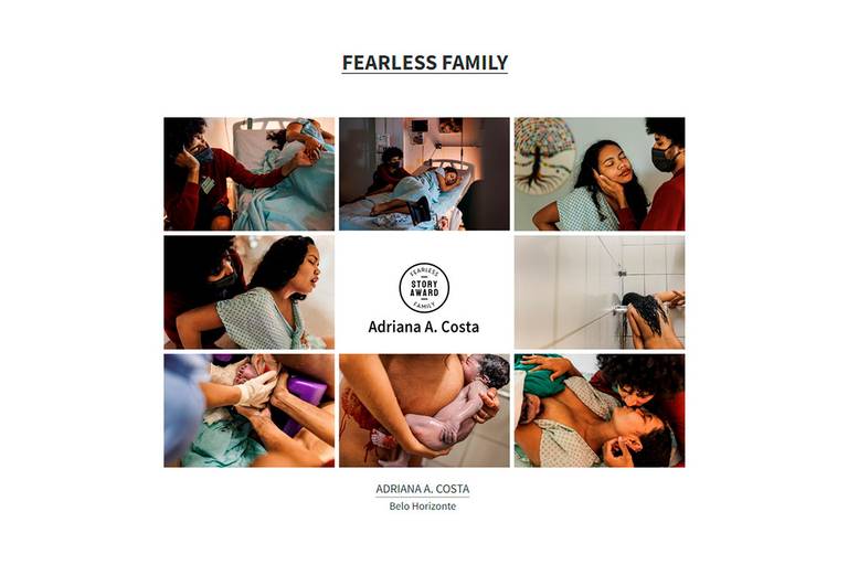 Adriana Costa recebeu um prêmio pelo Fearless Family Collection 9 pela história do nascimento de um bebê de parto natural no Sofia Feldman
