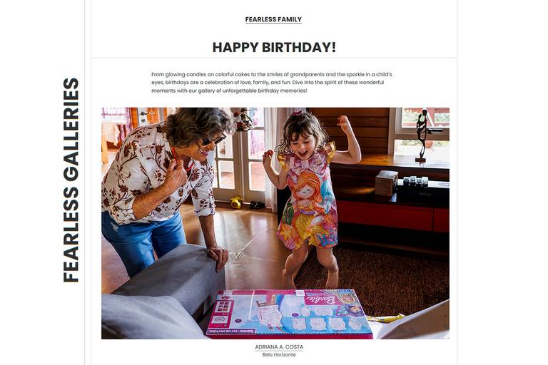 foto de Adriana Costa selecionada para a galeria 
especial sobre Aniversários da Fearless Family 