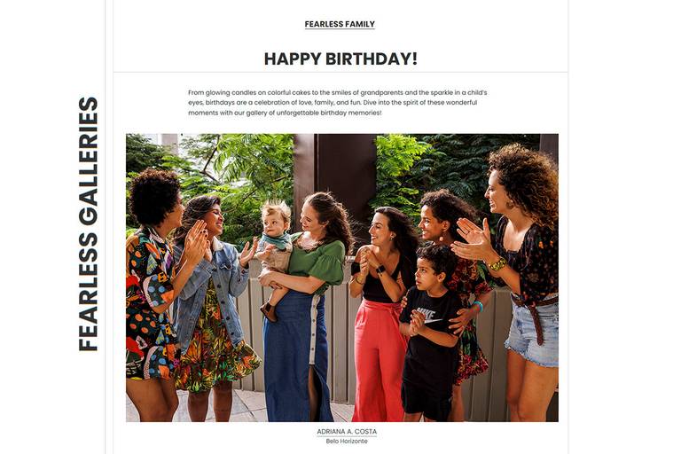 foto de Adriana Costa selecionada para a galeria 
especial sobre Aniversários da Fearless Family 