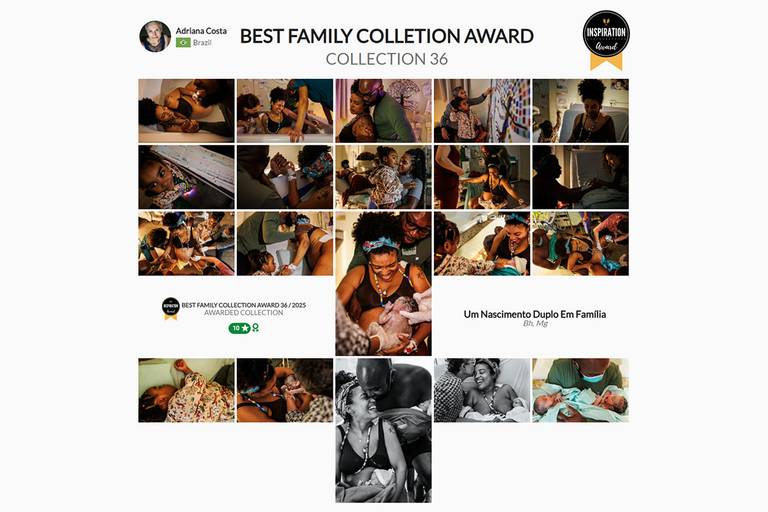 A Inspiration Family Awards no Best Family Collection 36 premiou Adriana Costa pela  história de um parto normal gemelar