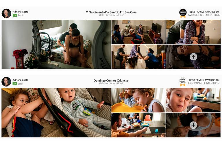 Adriana Costa teve 1 história premiada sobre um parto domiciliar e 1 com menção honrosa de acompanhamento de família no primeiro Best Family Collection Award de 2021 da Inspiration Family Awards