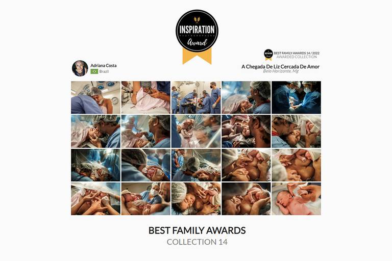 Adriana Costa foi premiada pela  histórias de uma cesariana devido ao bebê estar pelvico pelo Inspiration Family Awards no Best Family Collection Award Collection 14