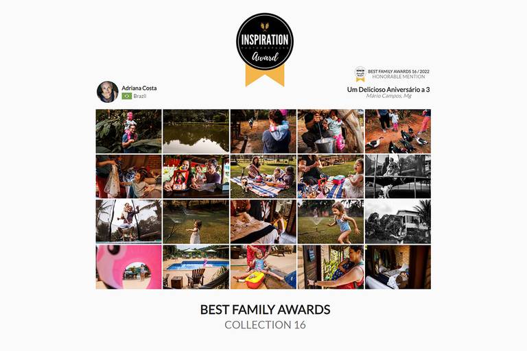 Adriana Costa recebeu menção honrosa no Best Family Awards Collection 16 da Inspiration Family Awards pela história de um aniversário de criança