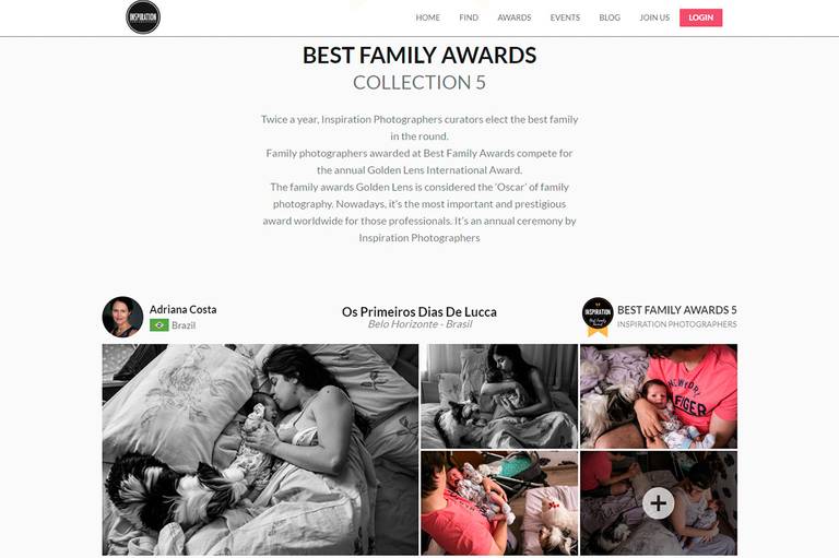 Adriana Costa foi premiada pelo best family awards por mais uma história, uma coleção de 20 fotos sobre os primeiros dias de um bebê
