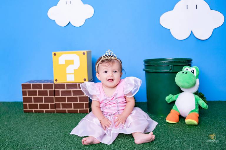 Mario, Princesa, Luana, Moresco, Fotografia, fotografa, fotografo, estudio, foto, nene, criança, bebe, acompanhamento, mensal, trimestral, criativo, tematico, melhor, maior, menina, menino, banho, cenário