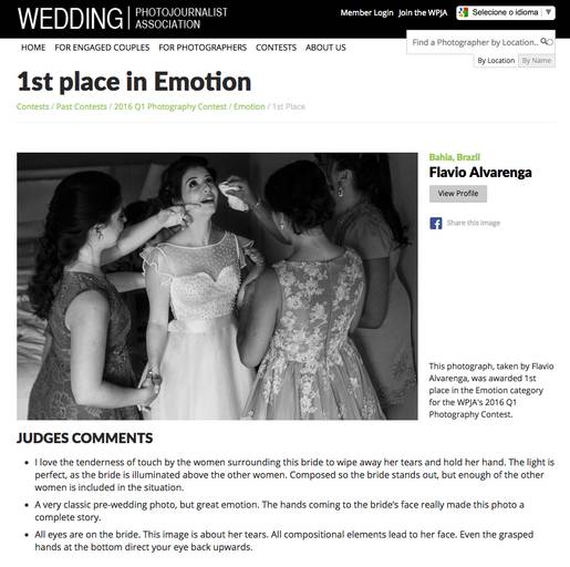 Foto premiada pela associação Internacional de fotógrafos de casamento - ISPWP