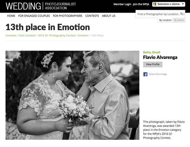 Foto premiada pela associação Internacional de fotógrafos de casamento - ISPWP