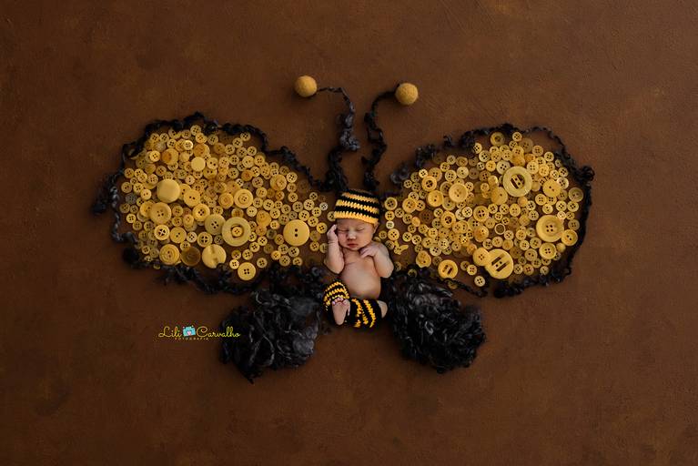 fotografia de bebe como abelha em maringá, bebe abelha 