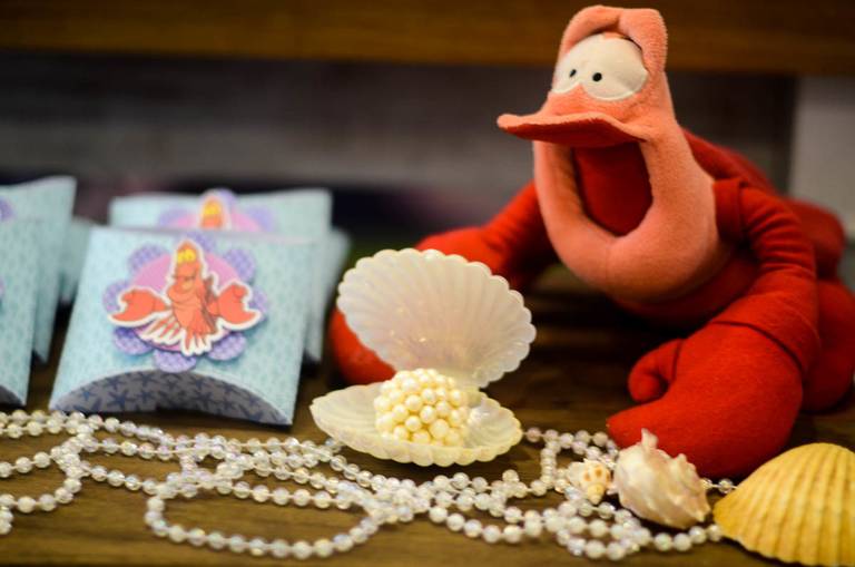 Decoração da Pequena Sereia em festa infantil de aniversário no Quinta Tijuca no Rio de Janeiro