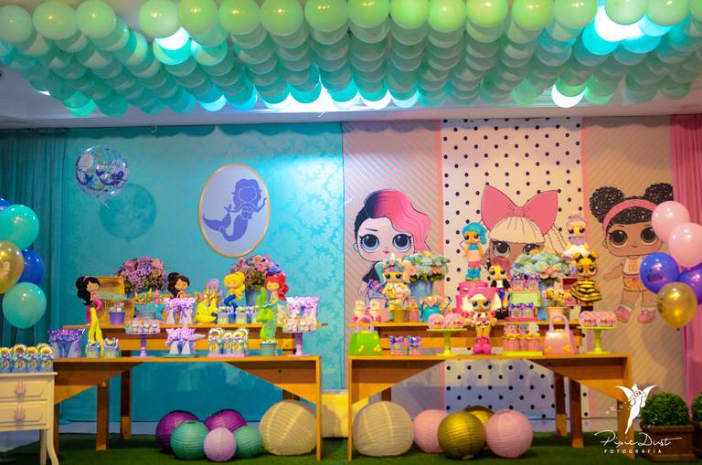 Decoração da LOL Surprise em festa infantil de aniversário na UniDuniTê na Barra da Tijuca no Rio de Janeiro