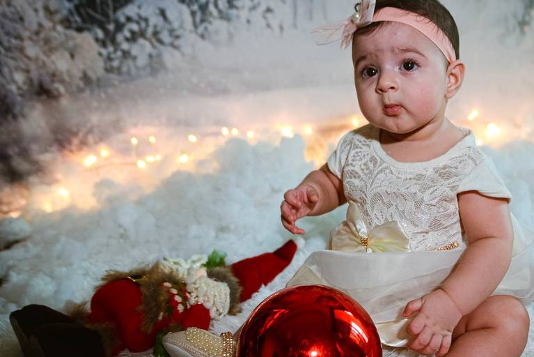 Bebê de 7 meses  em Ensaio de Natal em Estúdio na Barra da Tijuca Rio de Janeiro 