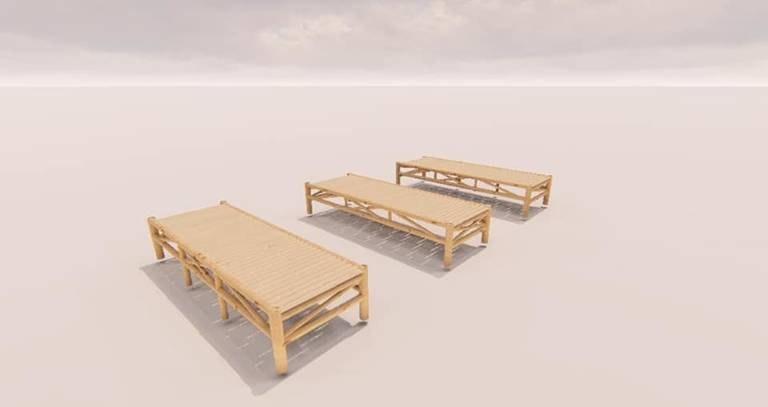 Bancos em bambu para fechamento de Spa